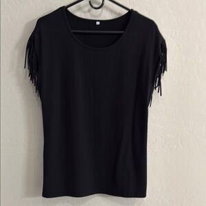 Black Fringe Sleeve Women's Top size large